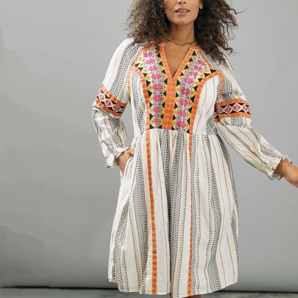 Anthropologie Jessy Embroidered Mini Dress